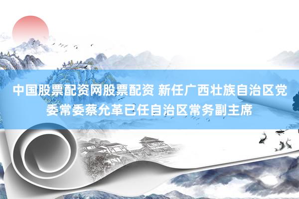 中国股票配资网股票配资 新任广西壮族自治区党委常委蔡允革已任自治区常务副主席