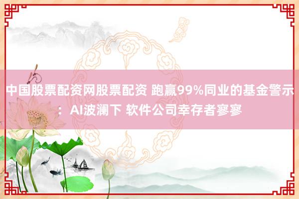 中国股票配资网股票配资 跑赢99%同业的基金警示：AI波澜下 软件公司幸存者寥寥