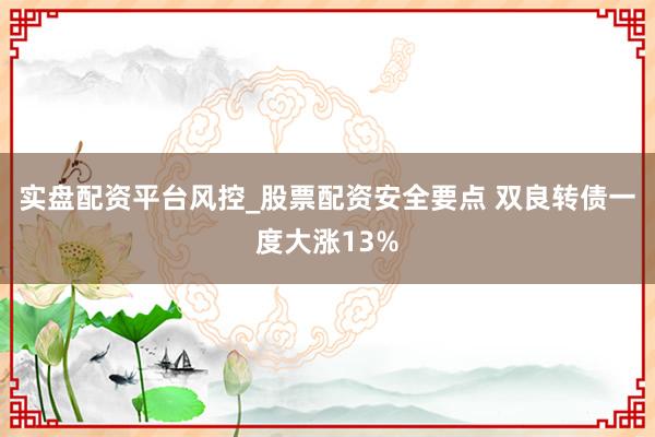 实盘配资平台风控_股票配资安全要点 双良转债一度大涨13%